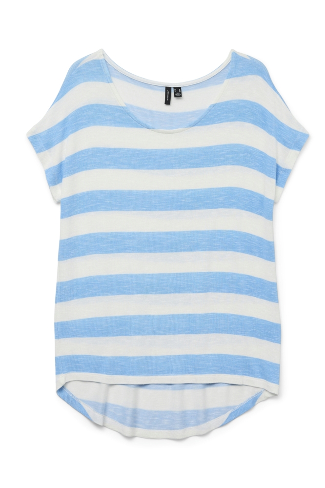 VMWIDE STRIPE SL TOP JRS NOOS 10190017 Azure Blue/ Snow White